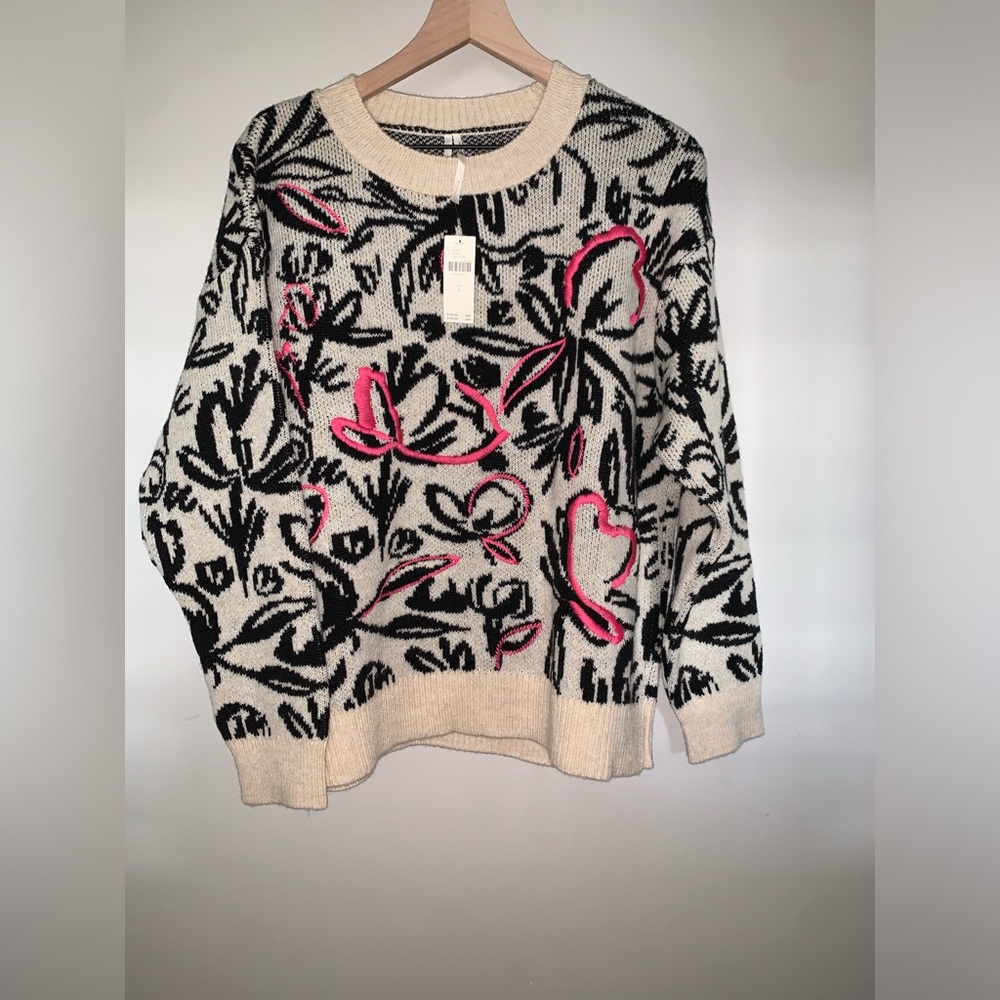 By Anthropologie Floral Pop Embroidered Sweater - Picture 3 of 5